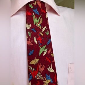 Colorful Origami Crane Museum of Fine Arts Boston. 100% silk Tie.